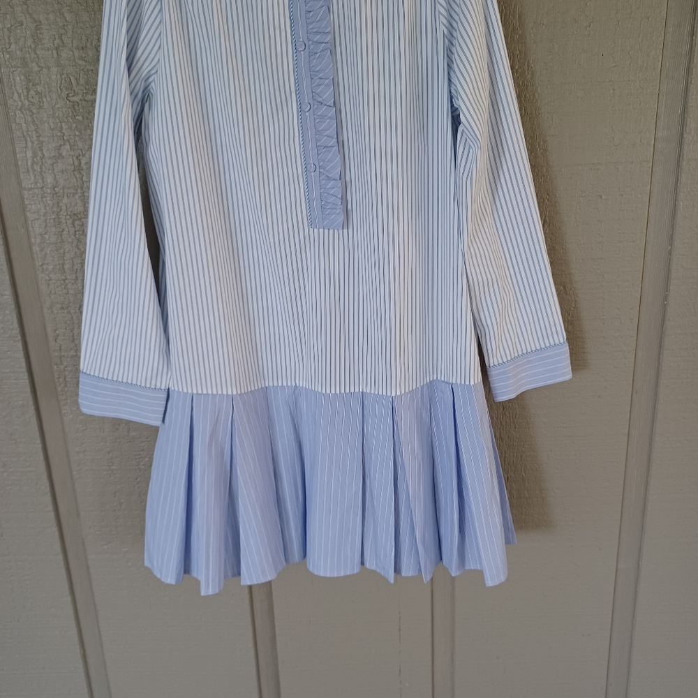 Tuckernuck Tate Stripe Mini Dress Size L Preppy Quiet Luxury Ruffle Cotton Blend - Picture 4 of 12